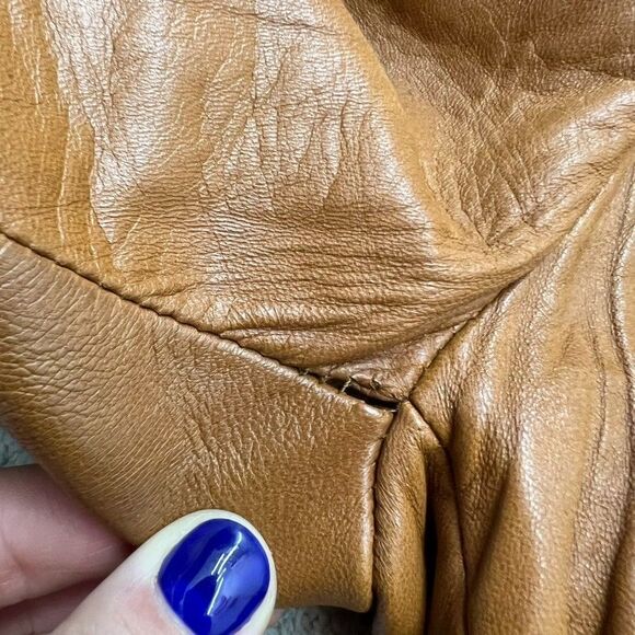 Vintage Breier of Amsterdam Camel Brown Leather Two Button Blazer Coat Mens XL - Picture 12 of 16